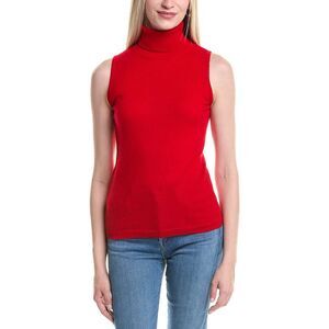 Forte Cashmere Womens  Turtleneck Cashmere Sweater Vest, Red